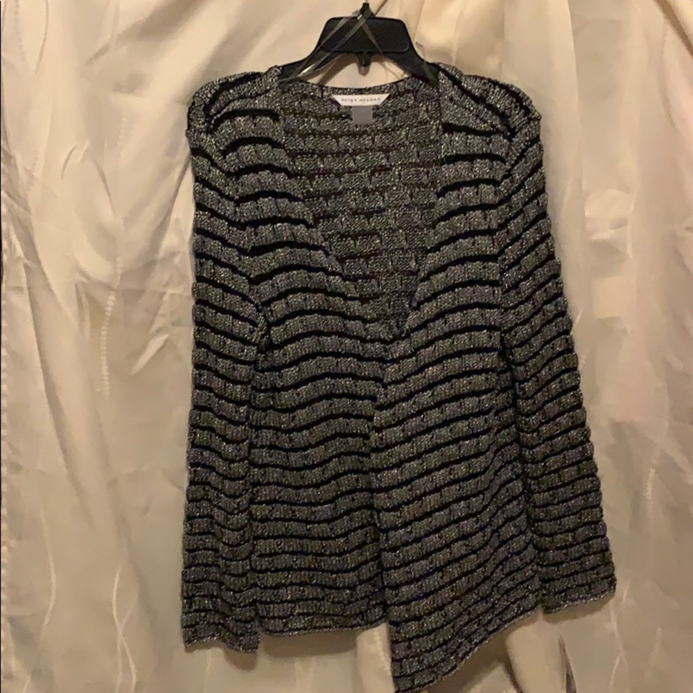Peter Nygard Metallic Silver Black Cardigan
